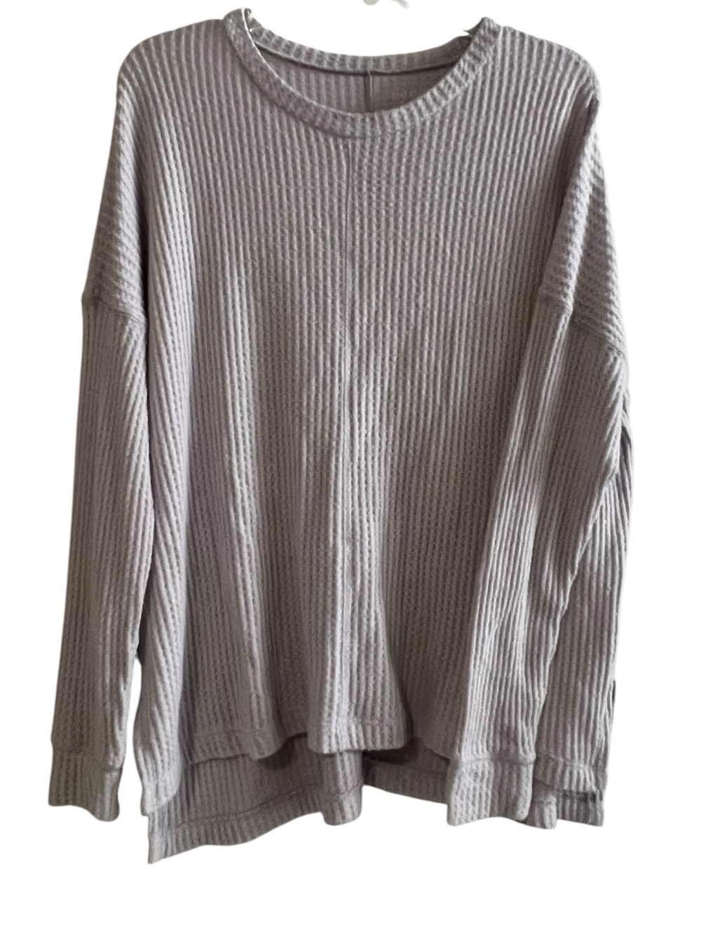 American Eagle Waffle Knit Thermal Long Sleeve Top Light Purple
